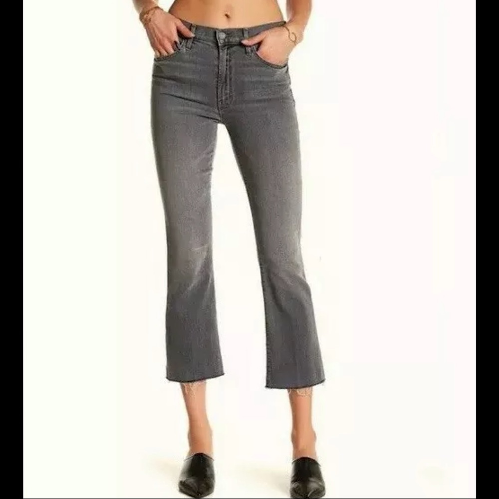 Mother Jeans "The Insider Crop Fray" Gray To Moon